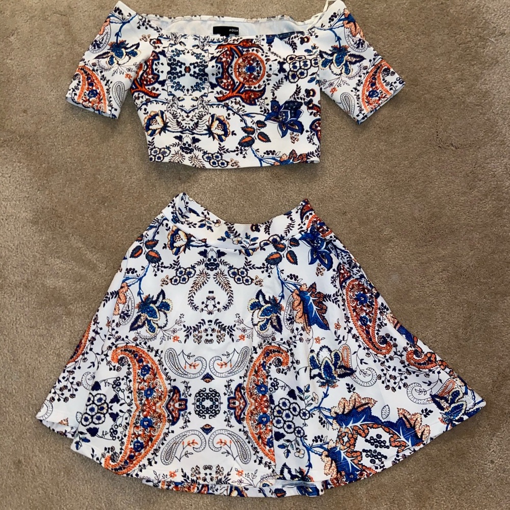 Aqua Two Piece Skirt Set